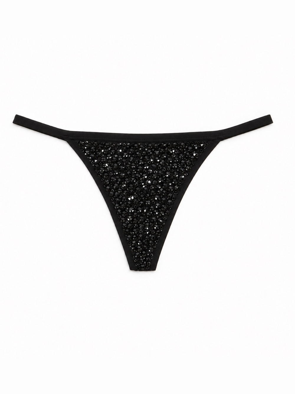 Jet Black Rhinestone Crystal Pantie Choose Style & Size XS-3X